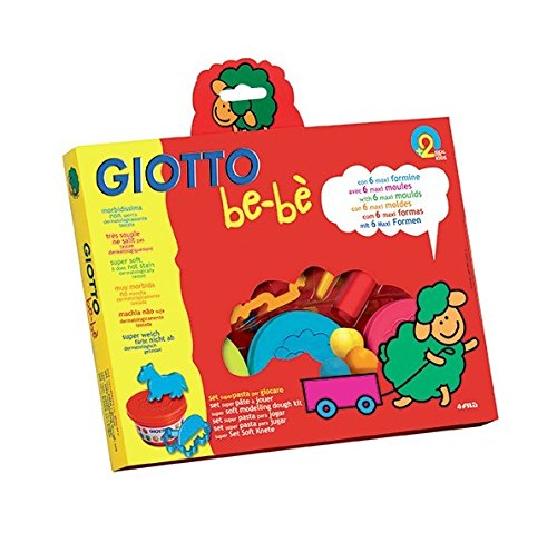 GIOTTO be-bè 462900 - Set súper pasta para jugar, con 6 moldes con formas de animales, 2 accesorios para modelar y 3 botes de paste de 100 g, colores surtidos