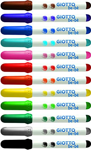 Giotto be-bè 466700 - Estuche 12 rotuladores súper lavables, punta bloqueada que no se hunde (tapón ventilado y capuchón posterior de seguridad)