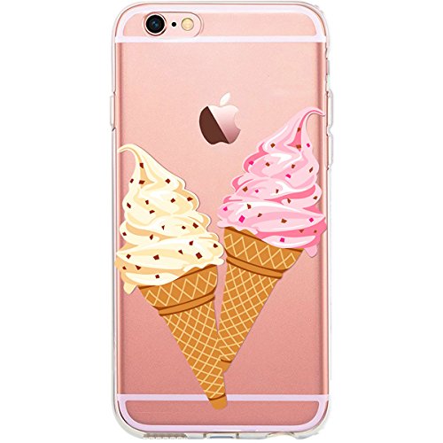 GIRLSCASES - Carcasa Transparente para iPhone con diseño Impreso Crema Helada Frambuesa. iPhone 6 Plus / 6S Plus