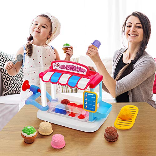 GizmoVine Carrito de Helados Juguetes para 2 3 4 años Niñas, 31pcs Pretender Comida Set de Juegos Niños Actividad & Desarrollo Temprano Educación Regalos (2019 Actualizado)