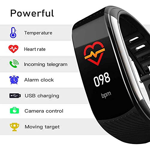 GKPLY Fitness Tracker, Pulsera Deportiva Impermeable IP67 con Termómetro Corporal, Medición De Temperatura, Monitor De Sueño, Temperatura Corporal, Frecuencia Cardíaca Y Oxígeno En La Sangre