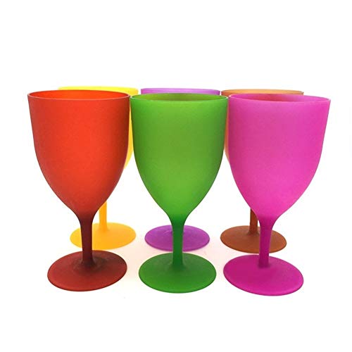 GLANGYU Creativo 6pcs / Set Plástico Copa De Vino Cáliz Cóctel De Champán Vasos De Colores For El Partido del Vidrio Esmerilado De Picnic Bar Bebidas Copas (Color : A)