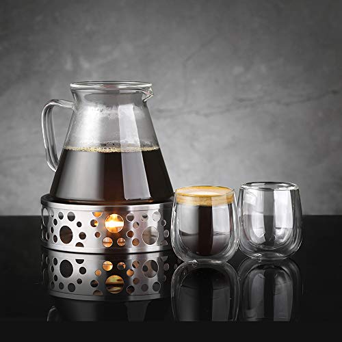 Glastal Taza de Cristal café expreso, Transparente, 120ML, Juego de 4 Piezas