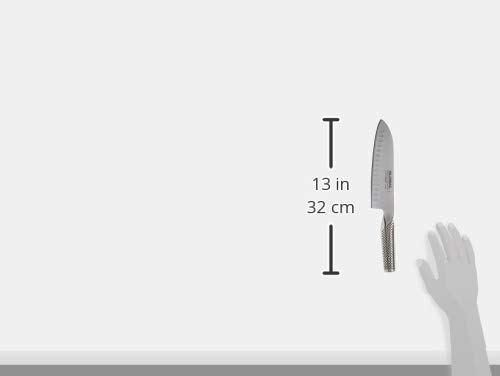 Global Santoku Fluted 71G80- Cuchillo cortador, 18 cm, cuchilla de acero inoxidable CROMOVA 18