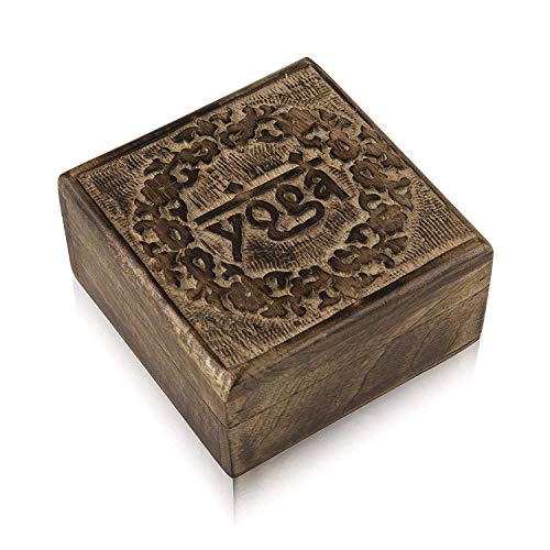 Global Village Bazaar - Joyero de madera hecho a mano decorativo, caja de tesoros para joyas, organizador de joyas, caja de recuerdos, caja de joyería, caja de joyería, caja de joyería, 5 x 5 pulgadas