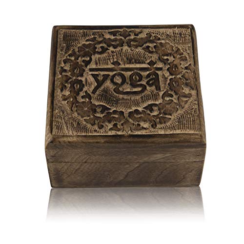 Global Village Bazaar - Joyero de madera hecho a mano decorativo, caja de tesoros para joyas, organizador de joyas, caja de recuerdos, caja de joyería, caja de joyería, caja de joyería, 5 x 5 pulgadas