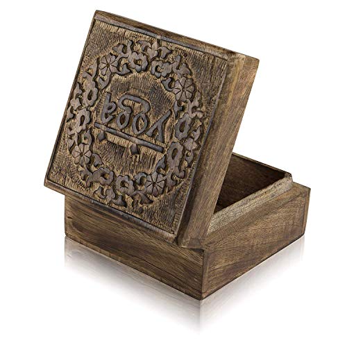 Global Village Bazaar - Joyero de madera hecho a mano decorativo, caja de tesoros para joyas, organizador de joyas, caja de recuerdos, caja de joyería, caja de joyería, caja de joyería, 5 x 5 pulgadas