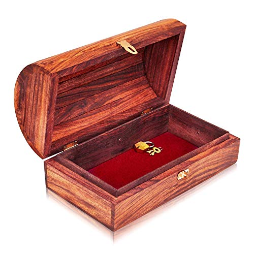 Global Village Bazaar - Joyero decorativo de madera hecho a mano con cerradura y organizador de joyas de llaves, caja de recuerdos, caja de joyería, caja de joyería, caja de candado de 22,86 x 12,7 cm