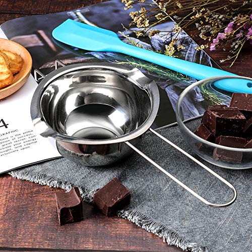 GLOBALDREAM Cazo Baño María, 2 piezas 400 ml Olla para Baño María Recipiente Fundir Chocolate Melting Pot para Derretir Chocolate, Dulces, Mantequilla, Queso y Velas, Inoxidable 304