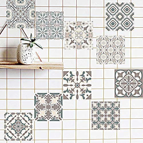 GLOBALDREAM Pegatinas de Baldosas, 20cm Cenefa Adhesiva Cocina Azulejos Adhesivos Pegatinas Mosaico Pegatinas de Baldosas de Azulejos para Baño y Cocina (4 Piezas 100cm x 20cm)