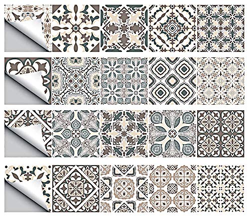 GLOBALDREAM Pegatinas de Baldosas, 20cm Cenefa Adhesiva Cocina Azulejos Adhesivos Pegatinas Mosaico Pegatinas de Baldosas de Azulejos para Baño y Cocina (4 Piezas 100cm x 20cm)