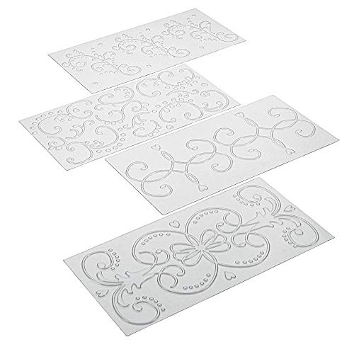 Globaldream Plantilla de plantilla de pastel, 8 piezas Molde de fondant de pastel Textura de rejilla acolchada de diamante Alfombrilla de gofrado de encaje en relieve para pastel de bodas de magdalena