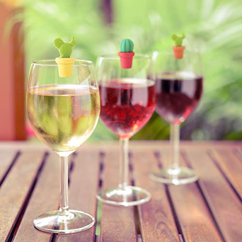 GLOBALDREAM Tapones de Vino Marcador de Copa de Silicona, 2 Piezas Tapones de Botellas con 12 Piezas Marcadores de Copas de Vino para Banquete de Fiesta, Estilo Cactus y Piña