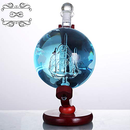 Globo De La Jarra De Whisky con, Forma De Globo De Cristal Hecho A Mano Decanter, Licor Decantadores, Italiano Hecho A Mano Sin Plomo, Porque El Espíritu, Scotch, Bourbon, Vodka, Ginebra,1000ml