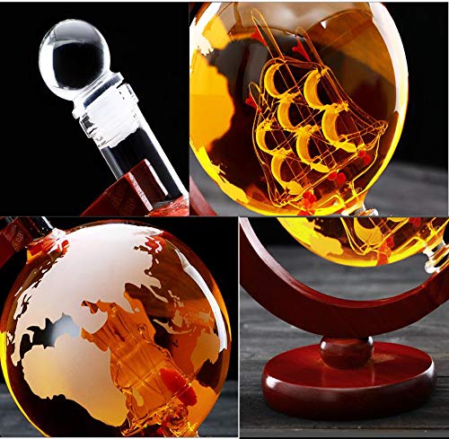 Globo De La Jarra De Whisky con, Forma De Globo De Cristal Hecho A Mano Decanter, Licor Decantadores, Italiano Hecho A Mano Sin Plomo, Porque El Espíritu, Scotch, Bourbon, Vodka, Ginebra,1000ml