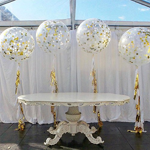 Globos de Confeti Dorado, 12 Pulgadas Globos de Fiesta de Latex Transparentes con Puntos de Confeti de Papel Dorado para Decoraciones de Cumpleaños, Bodas o Fiestas (15 Piezas) (globos de oro)