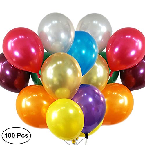 Globos Festival 100 Globos de látex Colores Metalizados Surtidos 8" 20CM Biodegradable Fabricado en España Globos Metalizados para Fiestas, Comuniones, Cumpleaños, Eventos