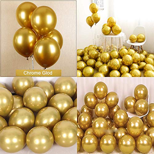 Globos Metalizados,Globos metálicos brillantes,Globo Látex Metálico,Globos Metalicos,Globos de Fiesta de Diversos Colores,Globos de Cumpleaños (Dorado)