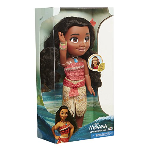 Glop Games- Princesa Disney, muñeca Vaiana Detalle. Fíjate en su Pelo, Vestido, Flor de Polinesia Toddler 35cm, 38 cm (04703)