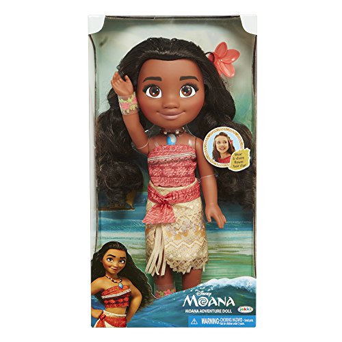 Glop Games- Princesa Disney, muñeca Vaiana Detalle. Fíjate en su Pelo, Vestido, Flor de Polinesia Toddler 35cm, 38 cm (04703)