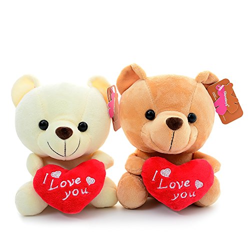 Gloveleya Oso Peluche Sosteniendo Corazón Te Amo Juguetes Rellenos Amante Regalos Marrón 6"