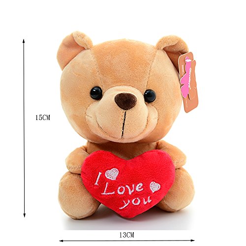 Gloveleya Oso Peluche Sosteniendo Corazón Te Amo Juguetes Rellenos Amante Regalos Marrón 6"