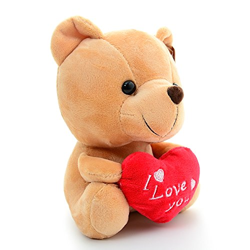 Gloveleya Oso Peluche Sosteniendo Corazón Te Amo Juguetes Rellenos Amante Regalos Marrón 6"