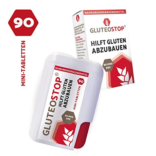 GluteoStop® - ayuda a descomponer el gluten - 90 mini tabletas - sensibilidad al gluten - dieta sin gluten - enzima gluten