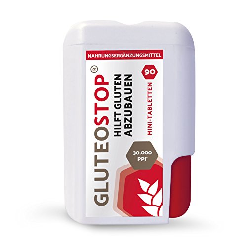 GluteoStop® - ayuda a descomponer el gluten - 90 mini tabletas - sensibilidad al gluten - dieta sin gluten - enzima gluten