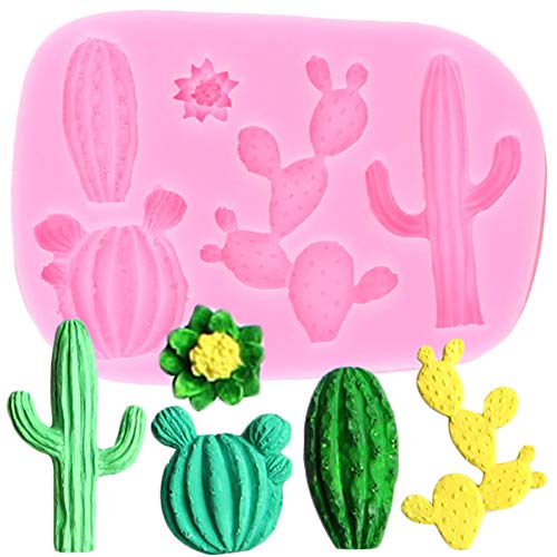 GMTEXTILES Moldes de Silicona de Cactus 3D Fondant Herramientas de decoración de Pasteles Molde de Pasta de Chocolate de Chocolate Molde de Arcilla de polímero de Caramelo