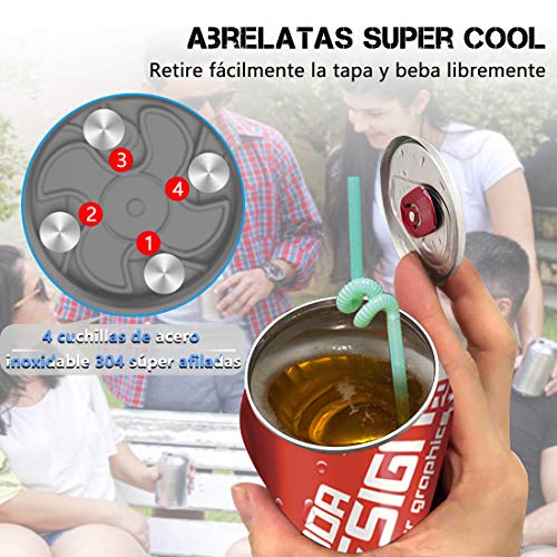 Go Swing Topless Abrelatas, Abrelatas manual Borde Liso con Función de Bloqueo, Herramienta de Abridor de Latas, Abrelatas Profesionales Sin Esfuerzo para Abrelatas cocina, Abrelatas cerveza