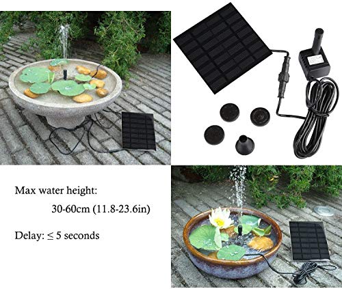 GOCHANGE Bomba de Fuente Solar, 1.2W 180L / H Bomba de Fuente de Agua de Panel Solar, Para Jardín, Piscina,Acuario,Fuente, con 4 Boquillas