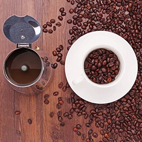 Godmorn Cafetera Italiana, Cafetera espressos en Acero inoxidable430, 10tazas(450ml),Conveniente para la Cocina de inducción,Cafetera Moka Clásica, Plata, Uso Doméstico y en la Oficina.