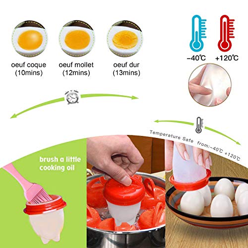 GOEU Recipiente para Cocer Huevos de Silicona, 6 Piezas