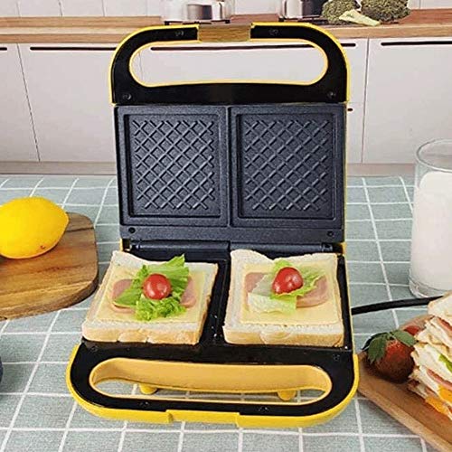 Gofrera sandwichera Doble Wafflera, Pequeño doble porción Sandwich red roja tortilla cacerola antiadherente, 700W, de fundición de aluminio, de grado alimenticio, uniformemente climatizada