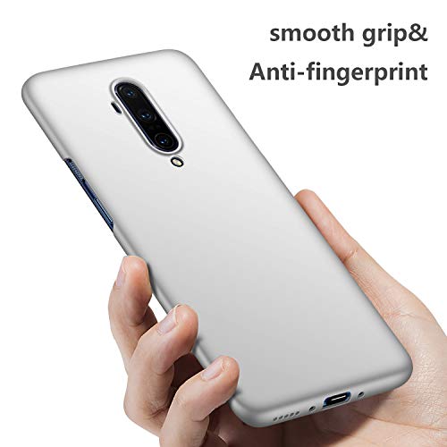 GOGODOG Compatible con Oneplus 7T Pro Funda Cases Cover Cobertura Total Ultra Delgada Anti Resbalón Rasguño Resistente Concha Dura (Plata)