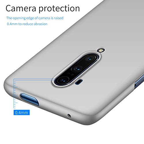 GOGODOG Compatible con Oneplus 7T Pro Funda Cases Cover Cobertura Total Ultra Delgada Anti Resbalón Rasguño Resistente Concha Dura (Plata)