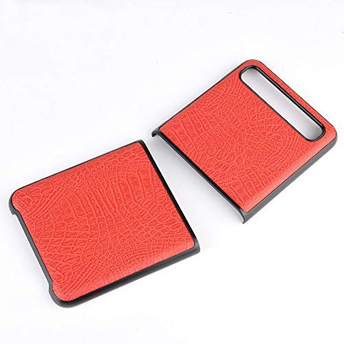 GOGODOG Compatible con Samsung Galaxy Z Flip Funda Cases Cover Cobertura Total Ultra Delgada Anti Resbalón Rasguño Resistente Concha Dura Cuero (Naranja)