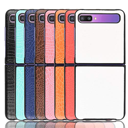 GOGODOG Compatible con Samsung Galaxy Z Flip Funda Cases Cover Cobertura Total Ultra Delgada Anti Resbalón Rasguño Resistente Concha Dura Cuero (Naranja)