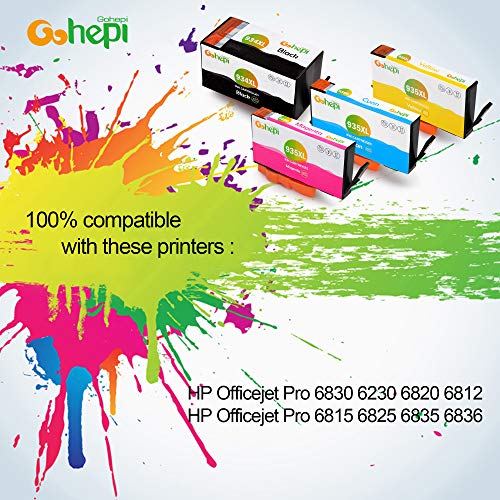 Gohepi Reemplazo para HP 934XL 935XL Cartuchos de tinta Alta Capacidad Compatible con Impresoras HP Officejet Pro 6830 6230 6820 6812 6815 6825 6835 6836 (2 Negro, 1 Cian, 1 Magenta, 1 Amarillo)