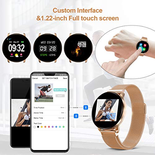 GOKOO Smartwatch Fashion para Hombre Mujer Impermeable Reloj Inteligente Monitores de Actividad Fitness Tracker con Monitor de Sueño Pulsómetros Podómetro Compatible con iOS Android