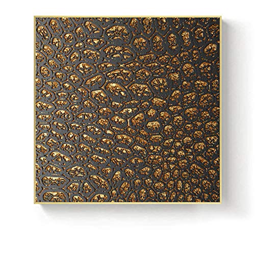 Golden Angel Mouth Tree Geometric Square Texture Canvas Painting Poster Living Room Wall Decoration 40x40cm