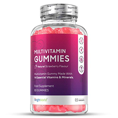 Gominolas Multivitaminas y Minerales de Alta Potencia, 60 Unidades - Con 14 Vitaminas y Minerales Activos, Con Vitamina C, A, D, B y Biotina, Zinc, Yodo, Sodio y Ácido Fólico, Para Hombres y Mujeres