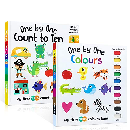 GonFan Los Libros para niños Color de la Ilustración Cognición Inglés Libro de imágenes Digitales Mi Deslizante Libro Completo 2 Volúmenes 0-3 Años de Edad de los niños