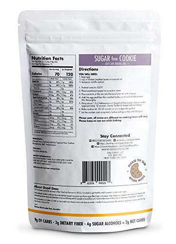 Good Dee's Cookie Mix Sin Azúcar Mezcla para preparar galletas - Grano, libre de gluten, sin azúcar y baja en carbohidratos 8 oz / 225g