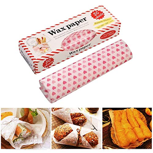 GOODGDN 100pcs Papel para Envolver Alimentos; Papel Encerado Impermeable a Prueba de aceites; Envoltorio para Regalos, Manualidades, Pasteles, Queso, turrón, Chocolate