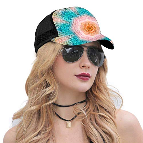 Gorra de béisbol Hombres Mujeres, Patrón de Colores Textiles Baldosas cerámicas Diseño Ajustable Trucker Mesh Summer Vented Baseball Sun Cap Sombrero Sombrero para Hombre Sombrero