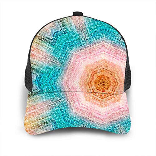 Gorra de béisbol Hombres Mujeres, Patrón de Colores Textiles Baldosas cerámicas Diseño Ajustable Trucker Mesh Summer Vented Baseball Sun Cap Sombrero Sombrero para Hombre Sombrero