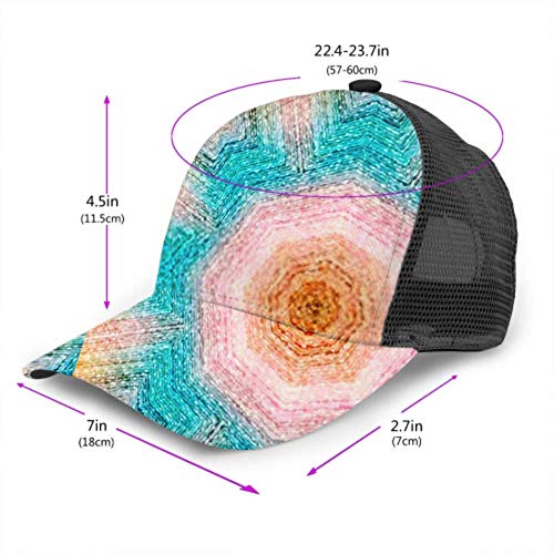 Gorra de béisbol Hombres Mujeres, Patrón de Colores Textiles Baldosas cerámicas Diseño Ajustable Trucker Mesh Summer Vented Baseball Sun Cap Sombrero Sombrero para Hombre Sombrero