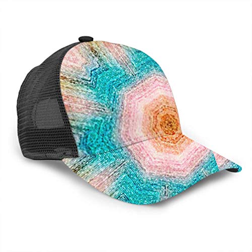 Gorra de béisbol Hombres Mujeres, Patrón de Colores Textiles Baldosas cerámicas Diseño Ajustable Trucker Mesh Summer Vented Baseball Sun Cap Sombrero Sombrero para Hombre Sombrero